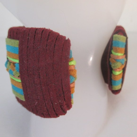 DANNIJO Cornelia Cuff Braided Suede Cuff Burgundy Orange Navy - Picture 6 of 10